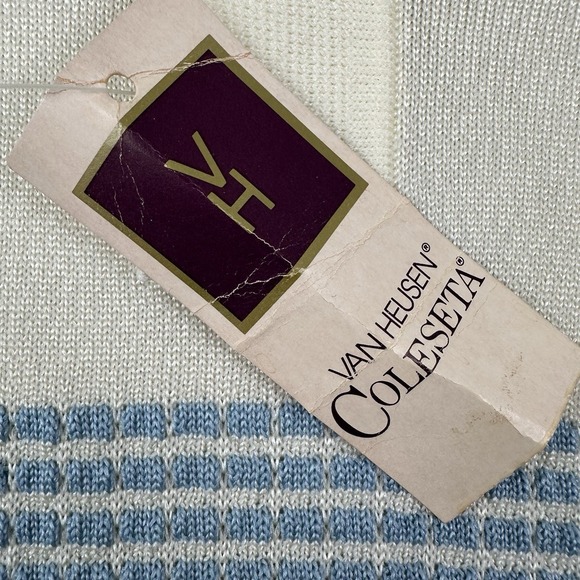 NEW VTG 60s Van Heusen Coleseta Polo Shirt Men Fits Large Tag XL Blue Black - Picture 4 of 14